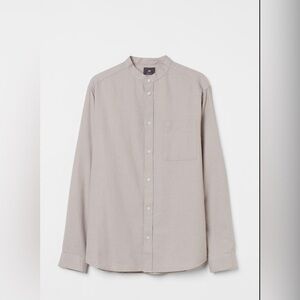 H&M Regular Fit Light Beige Minimalist 100% Cotton Button-Down Shirt Size Large